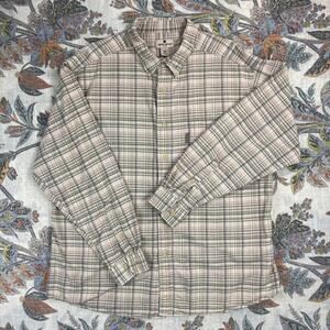 Woolrich Beige Cream Plaid Long Sleeve Button Shirt 2XL